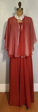 Vintage 1970 s Sheer Cape And Maxi Dress Set Disco Union Made USA Size XS-S