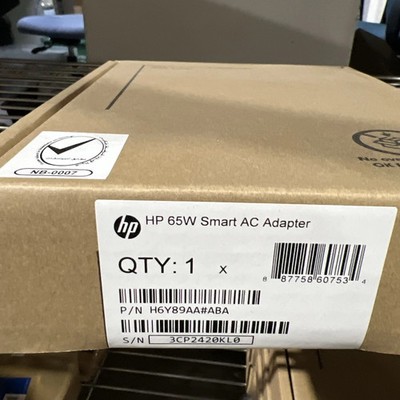 New Genuine HP 65W Smart AC Adapter - BLUE TIP W POWER CORD - H6Y89AA#ABA