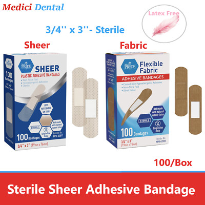 Adhesive Bandage 1'' x 3'' Knuckle Flexible Fabric BandAid Strips Multiple Sizes