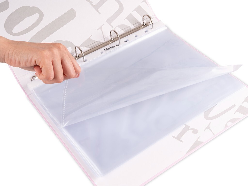 50 BUSTE FORATE PERFORATE LUCIDE 22X30 PERFORAZIONE UNIVERSALE   Colourbook