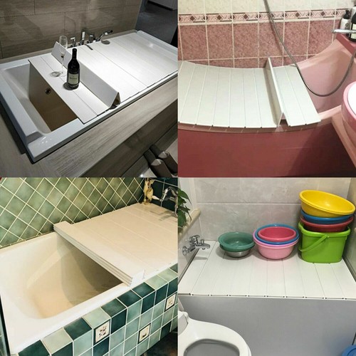 PVC Bathtub Board Bathtub Cover Folding Anti-dust Bathroom Household Relaxing - Picture 9 of 11