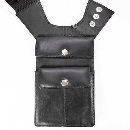 Genuine Leather Crossbody Shoulder Bag, Holster Bag, Black - Picture 9 of 12