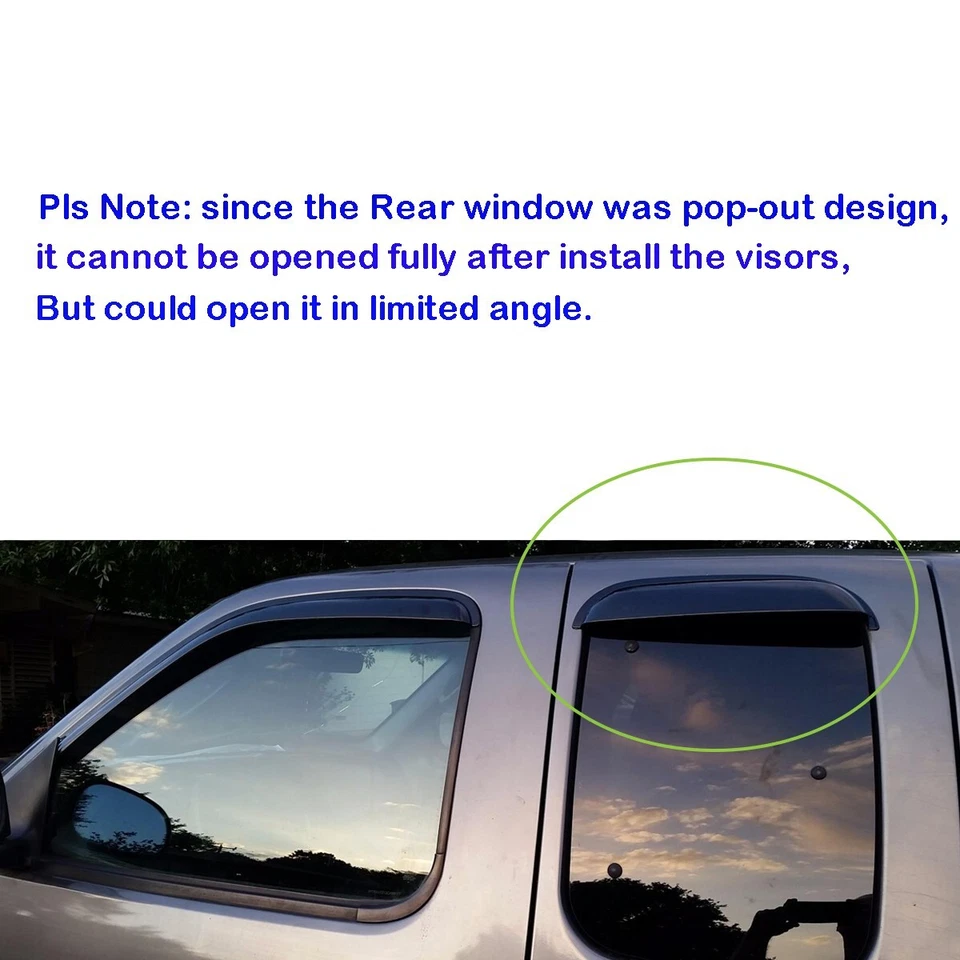 Smoke Window Vent Visors for 1997-2003 Ford F-150/2004 F-150 Heritage SuperCab Foto 3 de 4