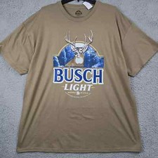 Busch Light Beer Shirt Mens 2XL XXL Brown Brew Hunting Casual Outdoor Logo NWT