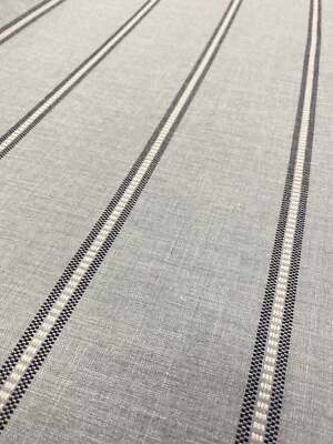 Designer Indoor Outdoor Waterproof Nautical Blue Black Stripe Upholstery  Fabric