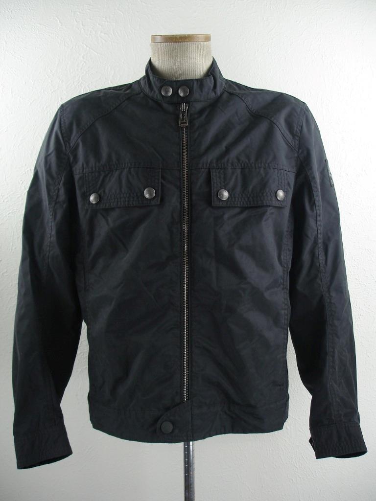Mens L Belstaff Temple Motorcycle Jacket Cafe Racer Black