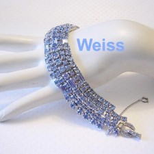 WEISS Sparkling BAGUETTES & Round ARCTIC / BABY BLUE Rhinestones BRACELET