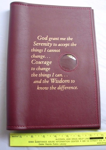 Alcoholics Anonymous AA Big Book cover LARGE PRINT Medallion Holder Burgundy red - Picture 6 of 6