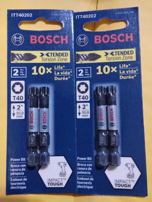Bosch Impact Tough 2-Piece 2'' T40 Torx Alloy Steel Hex Shank ITT40202 (lot of 2)