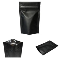 10/50 Pack Heat Seal Zip Lock Bags Aluminum Foil Mylar Tear Notch Matte Black