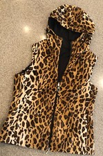 Geox ~ New! Reversible "respira" Hooded Vest ~ Animal Print Black Nwot Sz 4