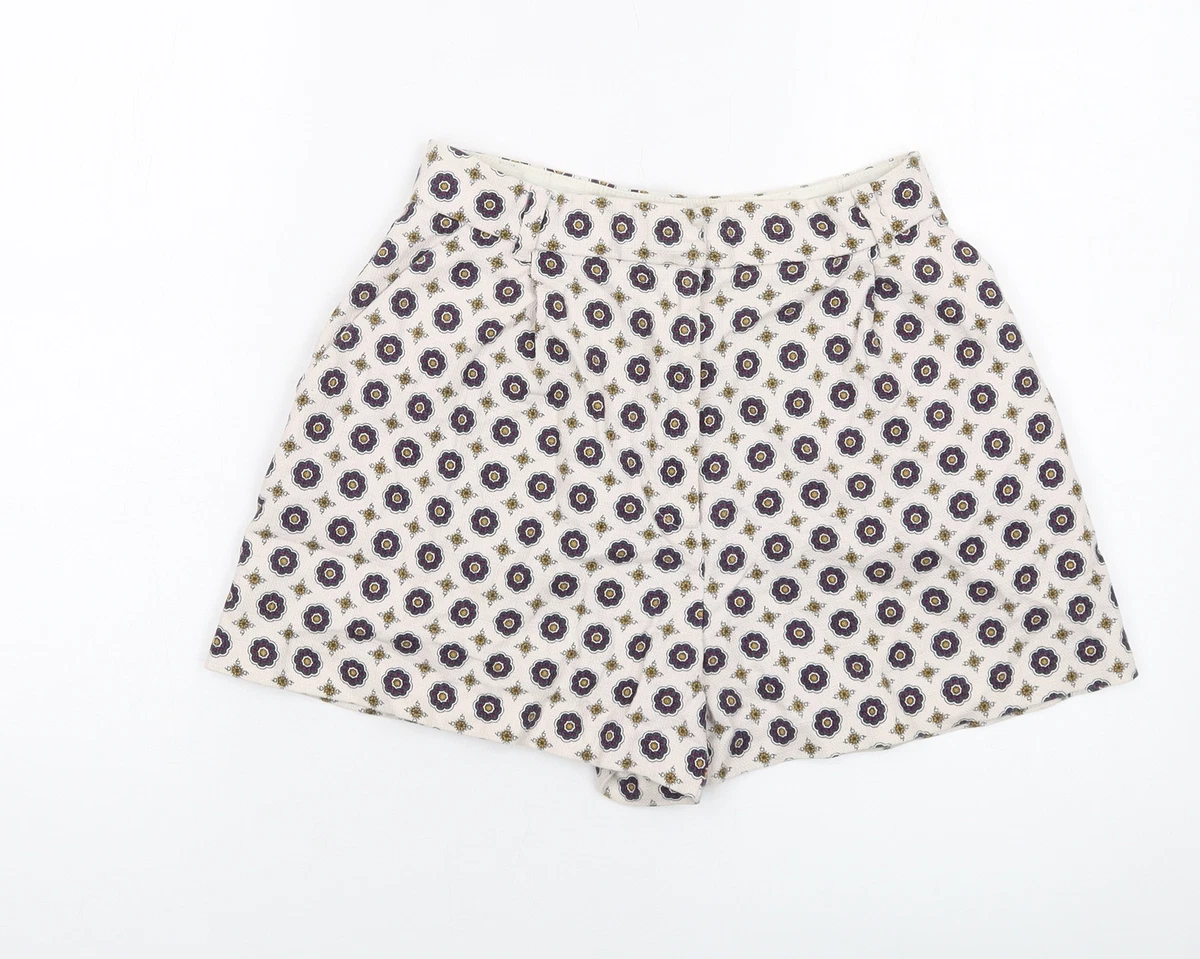 Short River Island Femme Noir Taille 8 – Polyester Géométrique – Taille Haute, Zip