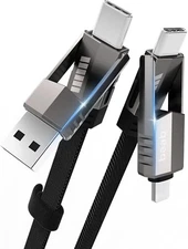 4 in 1 USB C Charging Cable, Multi L/Type C/USB A Port, 60W, 5ft