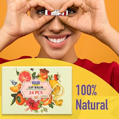 24 Pack Natural Lip Balm Moisturizing Lip Balm for Dry Cracked