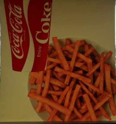 Vintage Coca-Cola Co Coke & French Fries   Litho Sign Plastic for Menu Boards