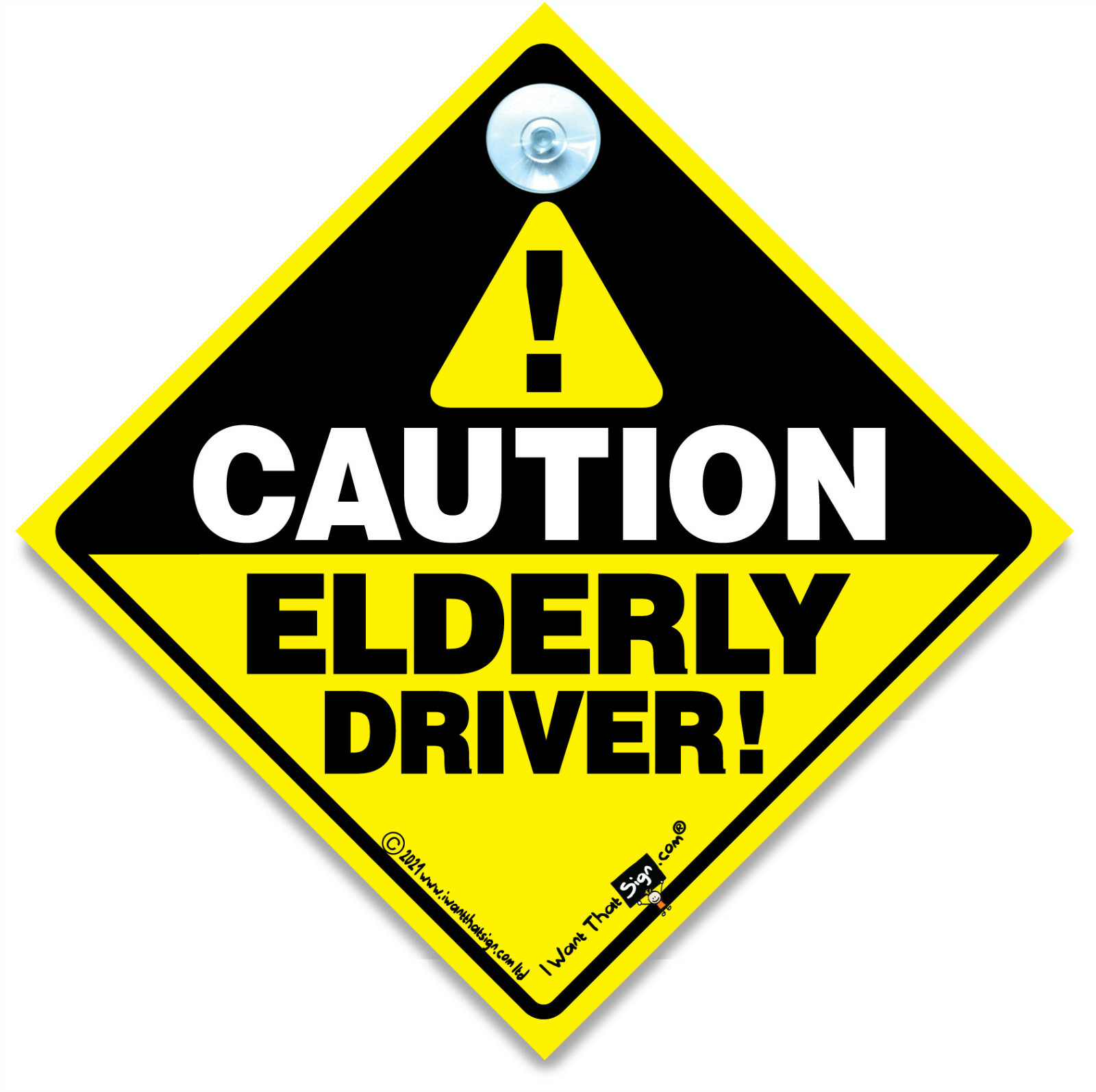 Caution ELDERLY DRIVER Car Sign, Suction Cup Sign For Old Driver Drivers