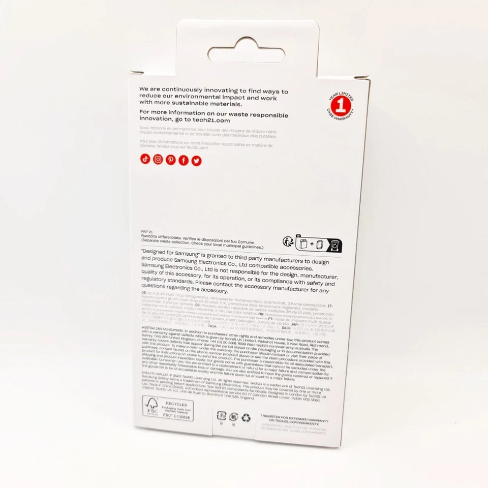 Wallet Case For Samsung Galaxy S23 EvoLite Black Cover Shockproof by Tech21 - Image 4 of 4