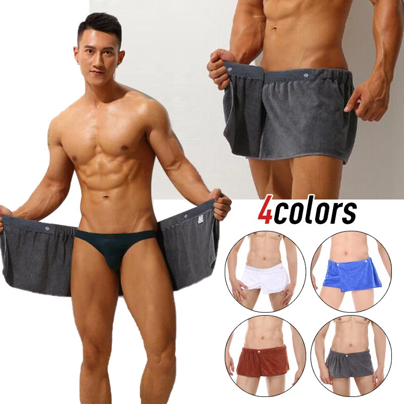 Toalla de baño portátil para hombre ropa interior ducha playa natación toalla falda con botón Foto 2 de 4