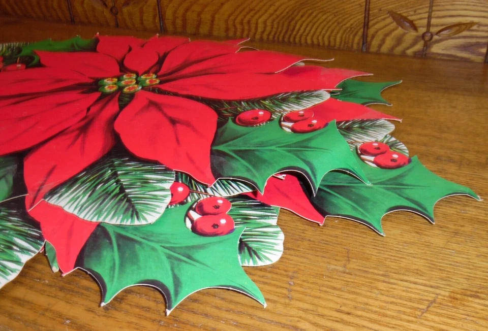9 Vintage 1964 Eureka Scranton PA Christmas Poinsettia Paper Die Cutouts - Image 2 of 4