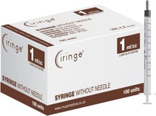 Syringe 1 ml Sterile Syringe Pack of 100 CE Marked Medical Syringe Lab Use