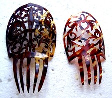 Two faux shell Spanish mantilla hair combs mother and baby NO US IMPORT FEES
