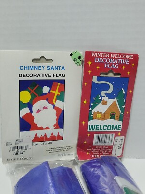 Lot Of 2 28''×40'' Christmas Decorative Flags Brand New and 28x44''