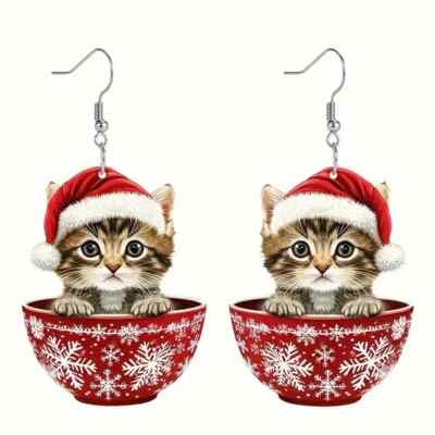 Christmas Kitten Santa Claus Cat Pet Snowman etc. Earrings Bracelet or Necklace