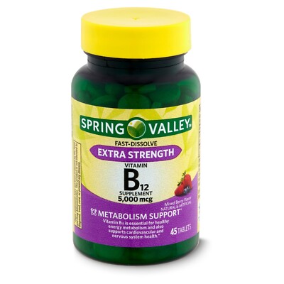 Spring Valley B12 Extra Strength Fast Dissolve Tablets - Mixed Berry, 5000mcg, 4