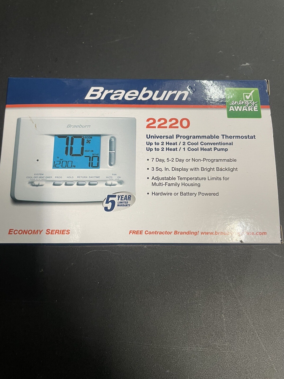 Braeburn 2020 Universal Programmable Thermostat Heat/1 Cool