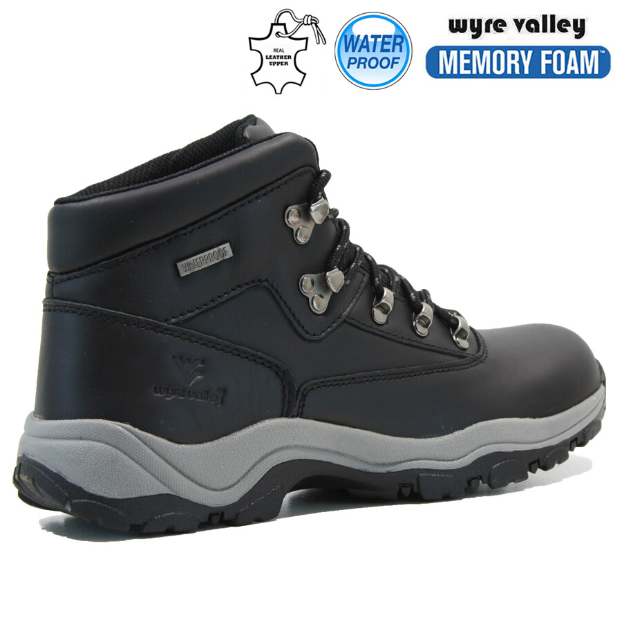 MENS WATERPROOF BOOTS LEATHER MEMORY FOAM WALKING HIKING ANKLE TRAINERS SHOES image 5
