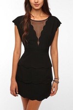 Coincidence and Chance Urban Outfitters Size 2 Black Scalloped Tiered Dress