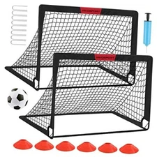 Kids Soccer Goals for Backyard Set - 2 of 4' x 3' Portable Soccer Goal Black