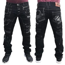Mens New 100% Authentic Kosmo Lupo Black Jeans Pants Sizes 30 to 39 KM Original