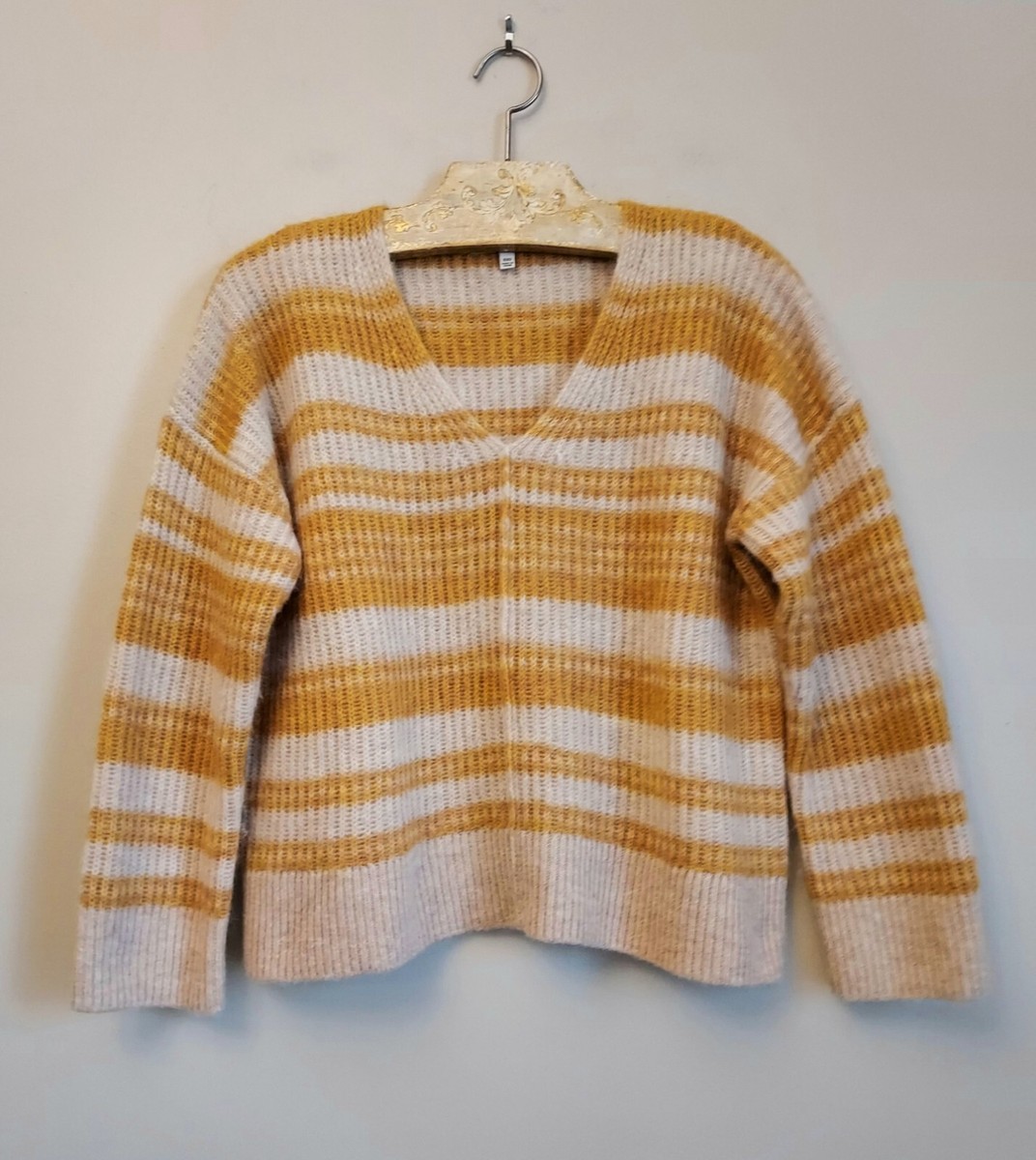 MADEWELL Juniper Space Dyed Stripe V Neck Pullover Sweater
