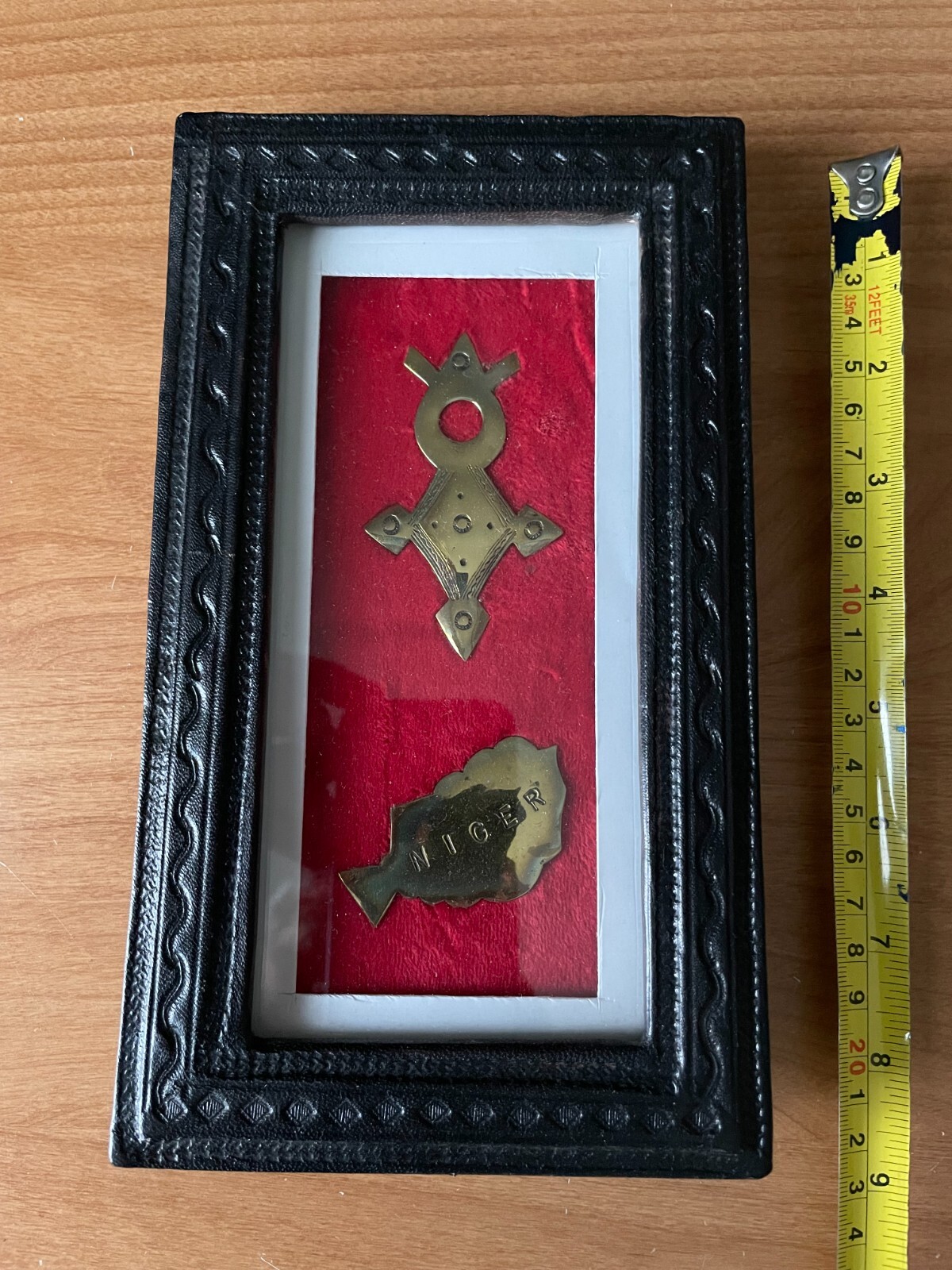 African Antique Tuareg Tribal Traditional  Cross ~framed leather