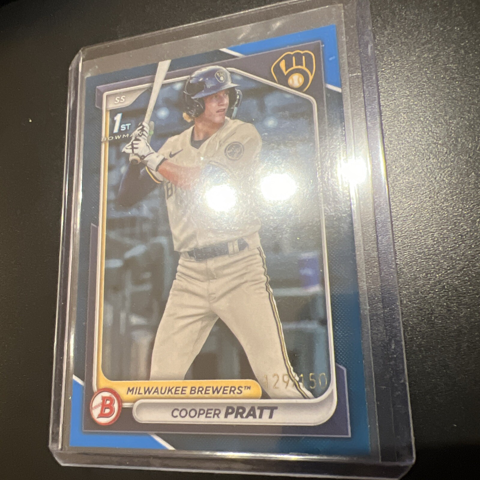 2024 Topps Bowman Chrome Cooper Pratt 1st Bowman Blue Refractor /150 Brewers