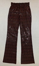 NWT ZARA 2021 SEQUIN PANTS Trousers Red/Orange Black Size S