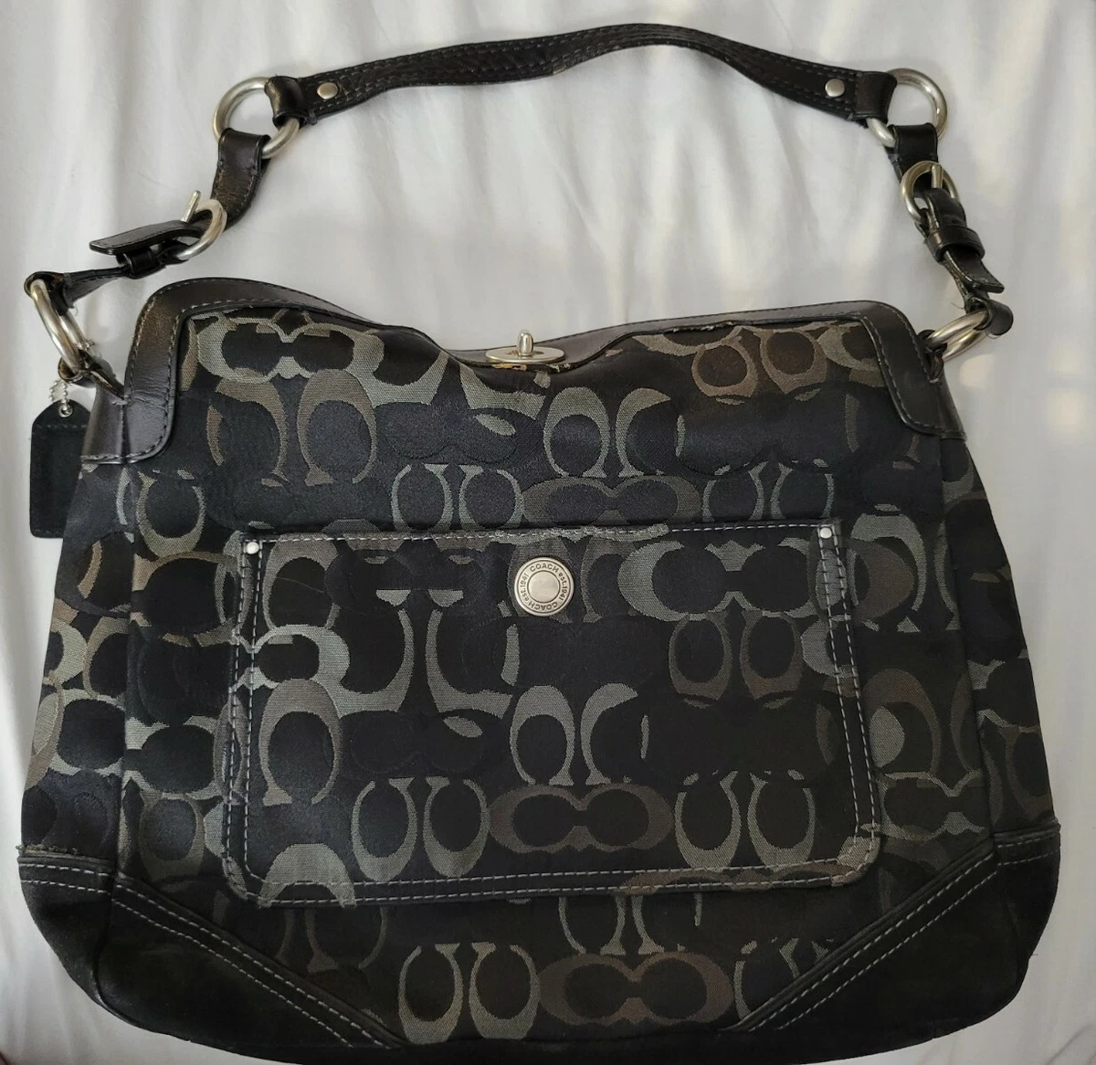 coach purse black with silver