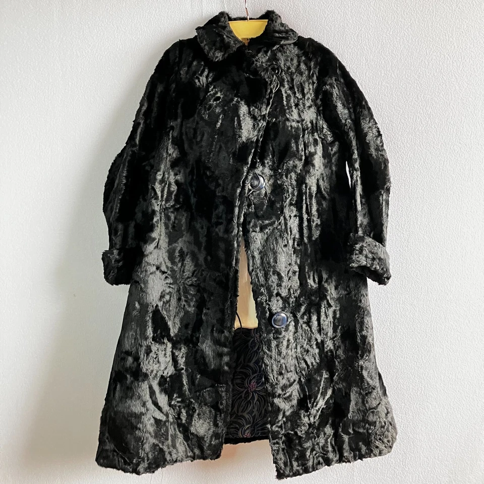 Винтажный 1920-х ручной работы черный измельченный плюшевый искусственного меха пальто S/M - Изображение 3 из 4