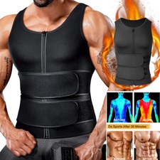 Mens Sauna Suit Sweat Vest Waist Trainer Neoprene Shirt Weight Loss Body Shaper
