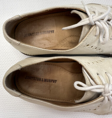 Johnson & Murphy Mens Beige Oxford Bucks Sz. 10 M Johnston & Murphy Beige Dress Shoes for Men for sale | eBay main image 4