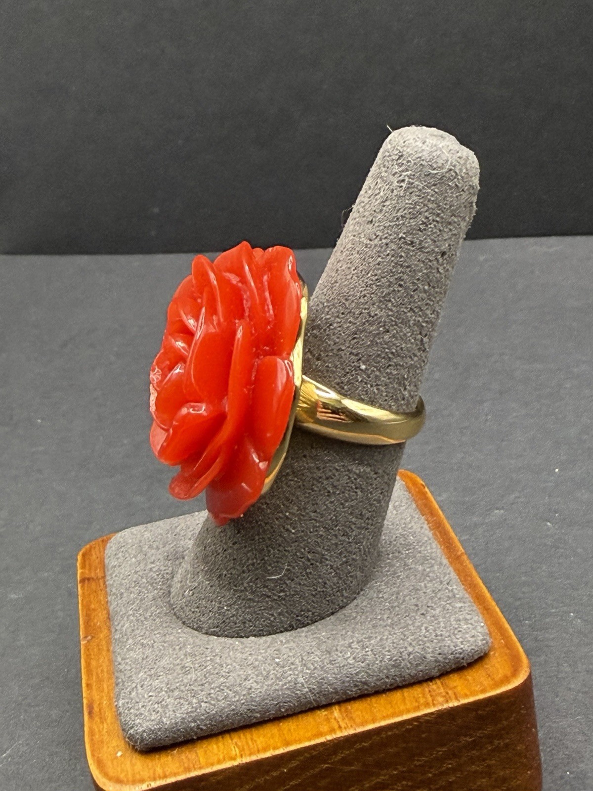 Vtg 1990's Kenneth Jay Lane KJL Red Rose Ring - S… - image 4