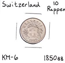 1850BB Switzerland 10 Rappen (KM-6)  Billon  [Strasbourg Mint]