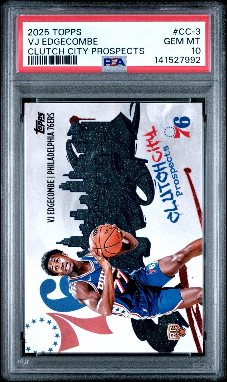 2025 Topps Basketball # CC-3 VJ Edgecombe Clutch City Prospects PSA 10 GEM MINT!