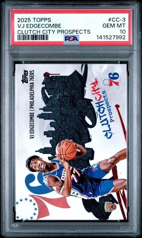 2025 Topps Basketball # CC-3 VJ Edgecombe Clutch City Prospects PSA 10 GEM MINT!