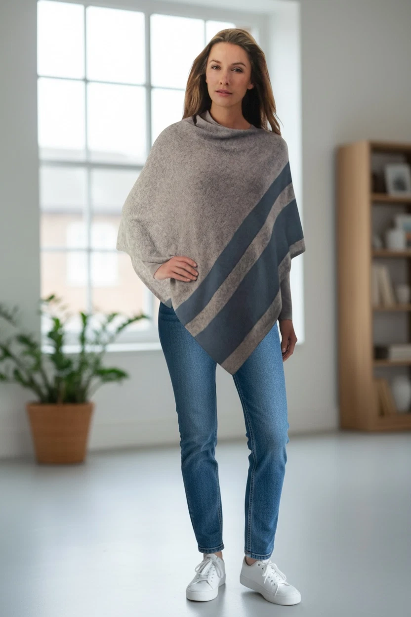 womens wool/cashmere poncho cape, one size fits all
