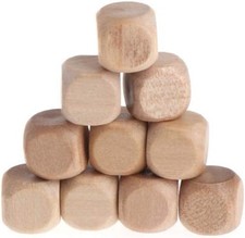 10pcs Wooden Dice, 6 Sided Blank Dice Round Corner Cube DIY Graffiti