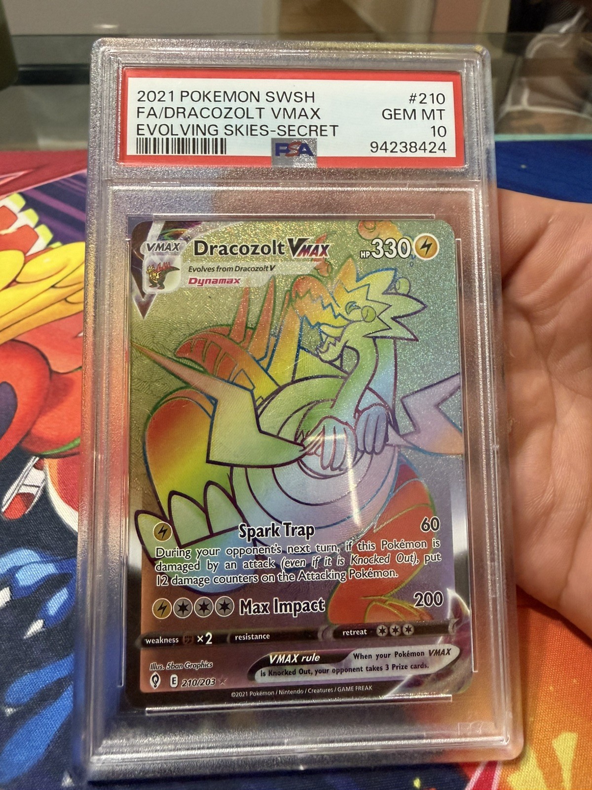 POKEMON 2021 EVOLVING SKIES DRACOZOLT VMAX SECRET 210 PSA 10