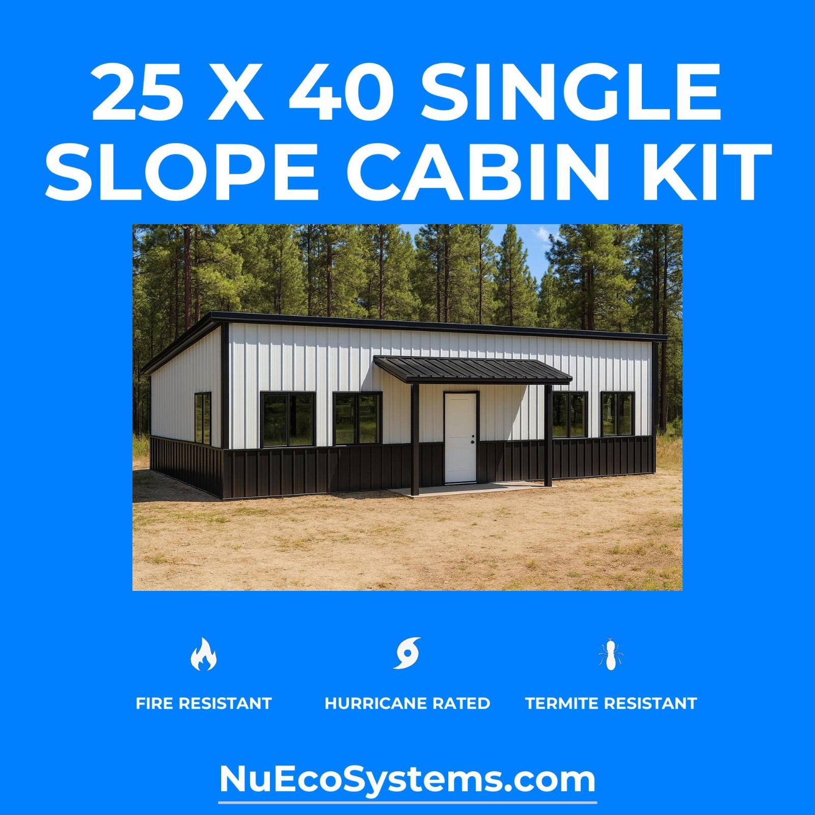 Arizona Fire Resistant 20 x 39 On & Off Grid Cabin Kit Covered Patio on ...