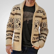 The Dude Sweater Big Lebowski Cardigan Zip Up Knit Jeffery Adult Movie Costume